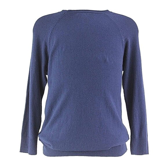 Apt.9 Sz S Navy Beaded Neckline 3/4 Sleeve Cotton Rayon Knit Nylon Top - Picture 2 of 5